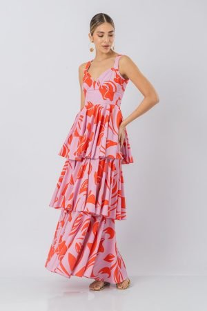 Vestido sara rosa rojo
