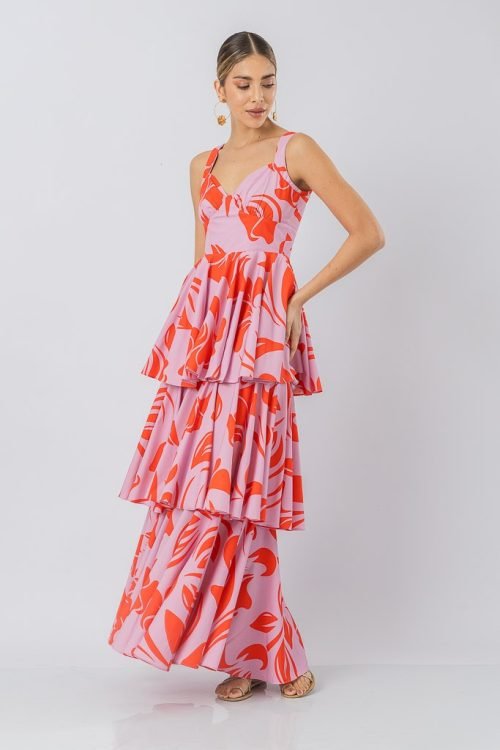 Vestido sara rosa rojo