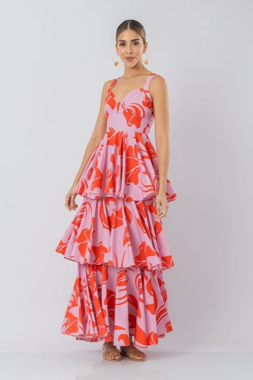 Vestido sara rosa rojo - Imagen 2