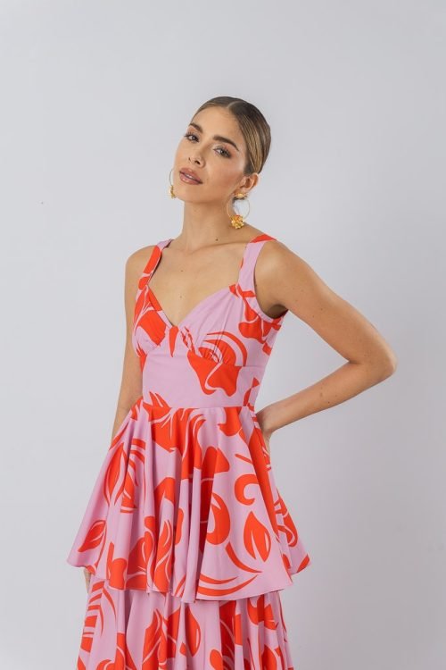 Vestido sara rosa rojo - Imagen 4