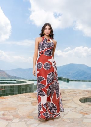 Vestido silene estampado terracota