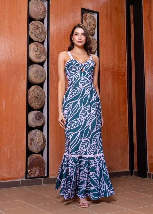 Vestido cala estampado lila