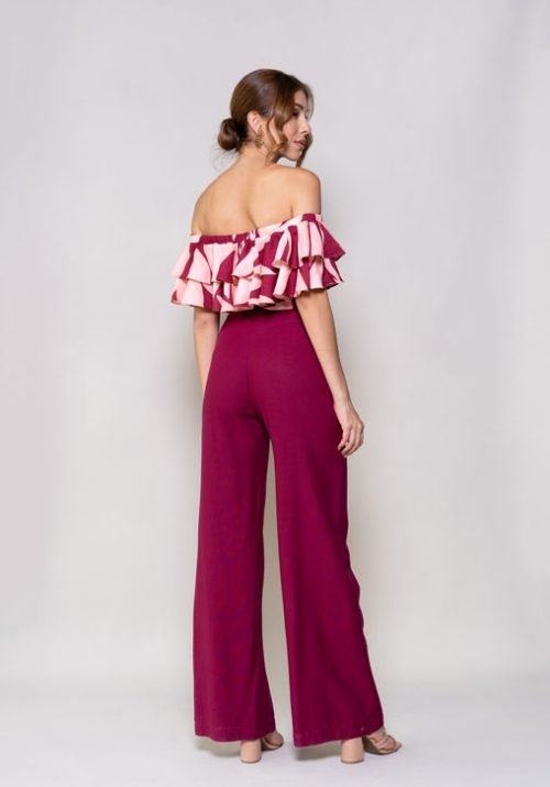 Pantalon tulipan burgundy - Imagen 3