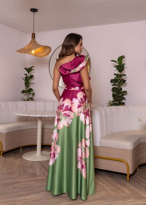 Vestido regina estampado magenta - Imagen 3