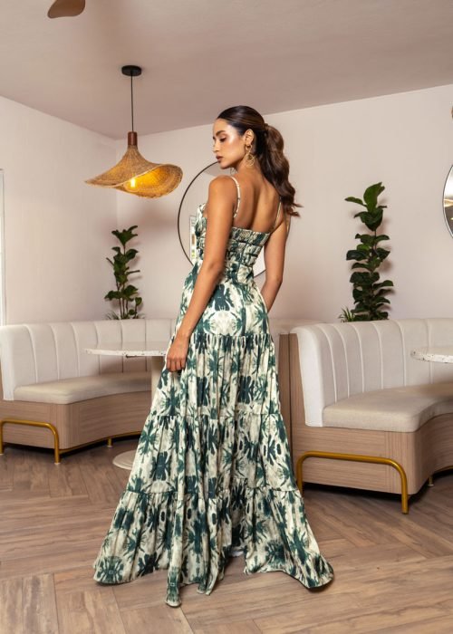 Vestido ivette estampado verde - Imagen 3