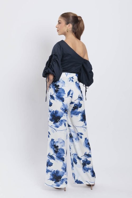 Pantalon tulipan estampado azul - Imagen 3