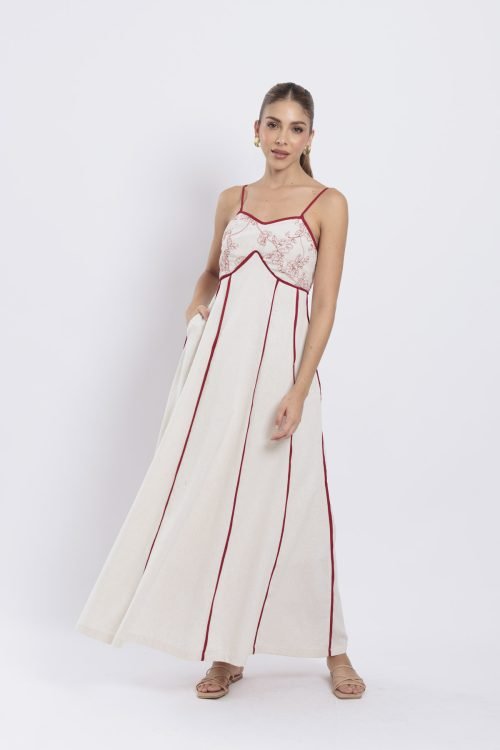 Vestido nerea Bordado rojo - Imagen 2