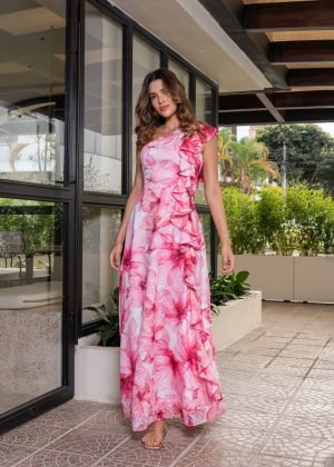 Vestido gaia estampado rosa