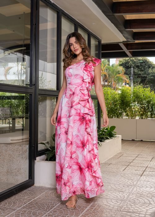 Vestido gaia estampado rosa
