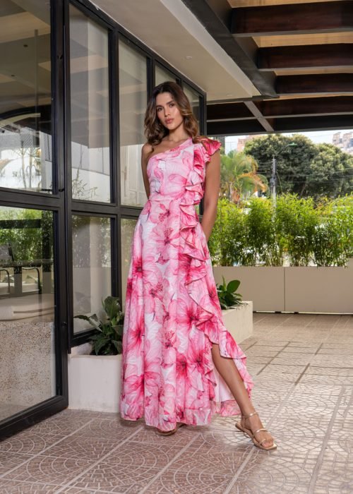Vestido gaia estampado rosa - Imagen 3