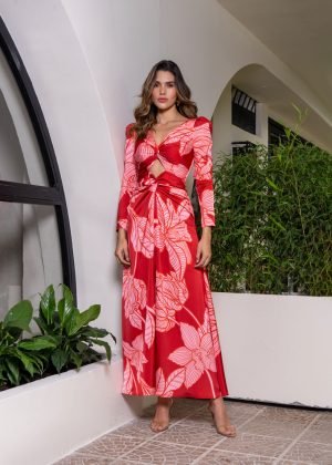 Vestido dina estampado rojo