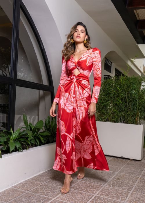 Vestido dina estampado rojo - Imagen 2