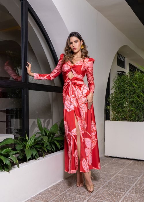 Vestido dina estampado rojo - Imagen 5