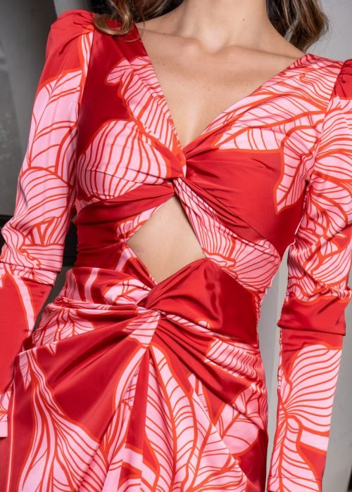Vestido dina estampado rojo - Imagen 4