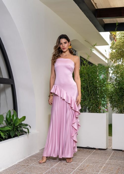 Vestido camelia rosa - Imagen 2