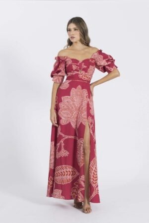 Vestido roxana burdeos