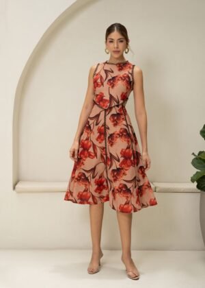 Vestido Fabiola estampado terracota