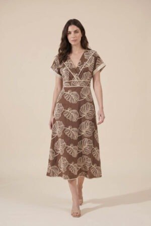 Vestido jackie bordado cafe