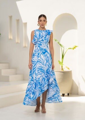 Vestido ivonne estampado celeste